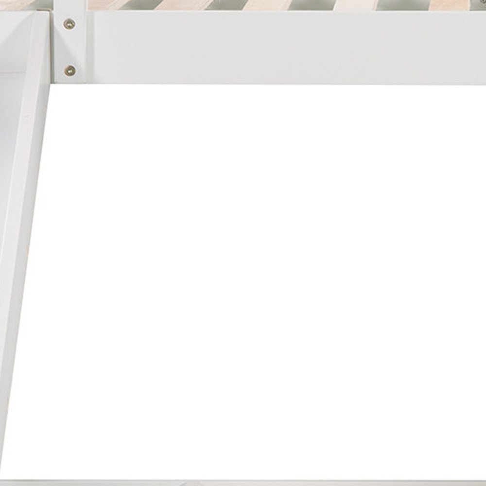 White Twin Over Twin Princess Solid Wood Bunk Bed With Slide