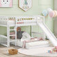 White Twin Over Twin Princess Solid Wood Bunk Bed With Slide