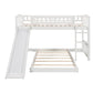 White Twin Over Twin Princess Solid Wood Bunk Bed With Slide