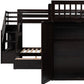 Espresso Twin Over Twin Over Full Solid Wood Bunk Bed With Stairs And Desk And Storage