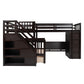 Espresso Twin Over Twin Over Full Solid Wood Bunk Bed With Stairs And Desk And Storage
