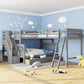 Gray Twin Over Full L Shaped Solid Wood Bunk Bed With Stairs Drawers And Storage