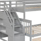 Gray Twin Over Full L Shaped Solid Wood Bunk Bed With Stairs Drawers And Storage