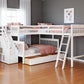 White Twin Over Full Solid Wood Bunk Bed With Stairs And Drawers And Storage
