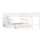 White Twin Over Full Solid Wood Bunk Bed With Stairs And Drawers And Storage