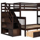 Espresso Twin Over Full Solid Wood Bunk Bed With Stairs And Storage