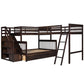 Espresso Twin Over Full Solid Wood Bunk Bed With Stairs And Storage