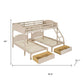 Beige Full Over Two Twins Solid Wood Bunk Bed With Drawers And Storage