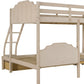 Beige Full Over Two Twins Solid Wood Bunk Bed With Drawers And Storage