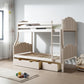 Beige Full Over Two Twins Solid Wood Bunk Bed With Drawers And Storage