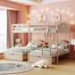 Beige Full Over Two Twins Solid Wood Bunk Bed With Drawers And Storage