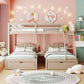 Beige Full Over Two Twins Solid Wood Bunk Bed With Drawers And Storage