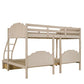 Beige Full Over Two Twins Solid Wood Bunk Bed With Drawers And Storage