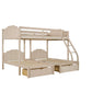 Beige Full Over Two Twins Solid Wood Bunk Bed With Drawers And Storage