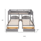 Gray Full Over Two Twins Solid Wood Bunk Bed With Drawers And Storage