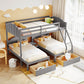 Gray Full Over Two Twins Solid Wood Bunk Bed With Drawers And Storage