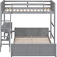 Gray Twin Over Full Wood Bunk Bed With Desk Drawers And Storage