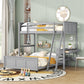 Gray Twin Over Full Wood Bunk Bed With Desk Drawers And Storage