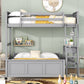 Gray Twin Over Full Wood Bunk Bed With Desk Drawers And Storage