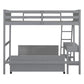 Gray Twin Over Full Wood Bunk Bed With Desk Drawers And Storage