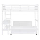 White Twin Over Full Wood Bunk Bed With Desk And Drawers And Storage