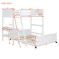 White Twin Over Full Wood Bunk Bed With Desk And Drawers And Storage