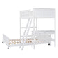 White Twin Over Full Wood Bunk Bed With Desk And Drawers And Storage