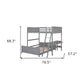 Gray Full Over Full Wood Bunk Bed With Desk And Storage