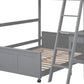 Gray Full Over Full Wood Bunk Bed With Desk And Storage
