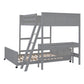 Gray Full Over Full Wood Bunk Bed With Desk And Storage