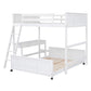 White Full Over Full Wood Bunk Bed With Desk And Drawers And Storage