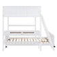 White Full Over Full Wood Bunk Bed With Desk And Drawers And Storage