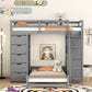 Gray Twin Over Twin Solid Wood Bunk Bed With Desk And Drawers And Storage
