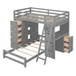 Gray Twin Over Twin Solid Wood Bunk Bed With Desk And Drawers And Storage