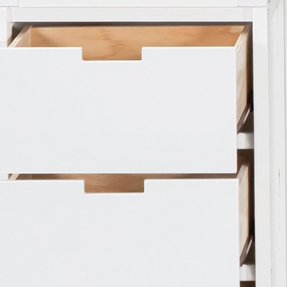 White Twin Over Twin Solid Wood Bunk Bed With Desk And Drawers And Storage