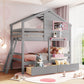 Gray Twin Over Twin Solid Wood Bunk Bed With Drawers And Storage