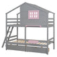 Gray Twin Over Twin Solid Wood Bunk Bed With Drawers And Storage