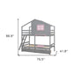 Gray Twin Over Twin Solid Wood Bunk Bed With Drawers And Storage