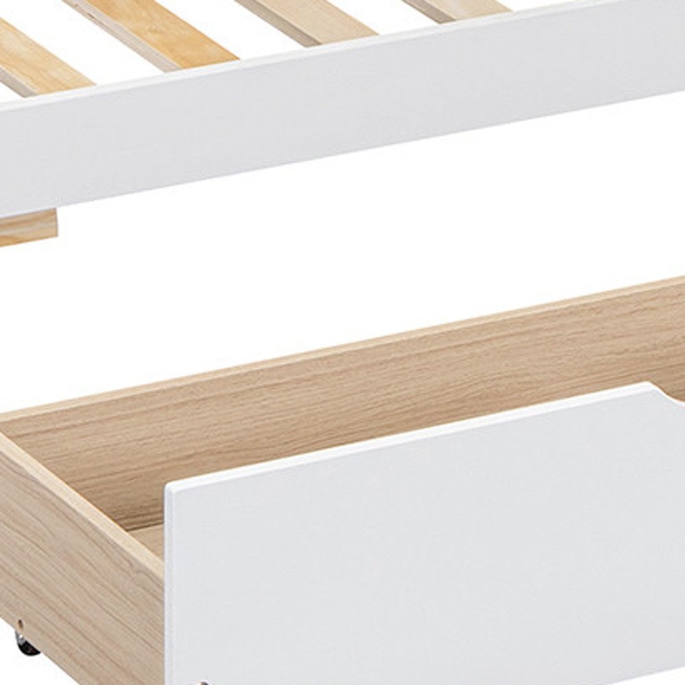 White Twin Over Twin Solid Wood Bunk Bed With Drawers And Storage