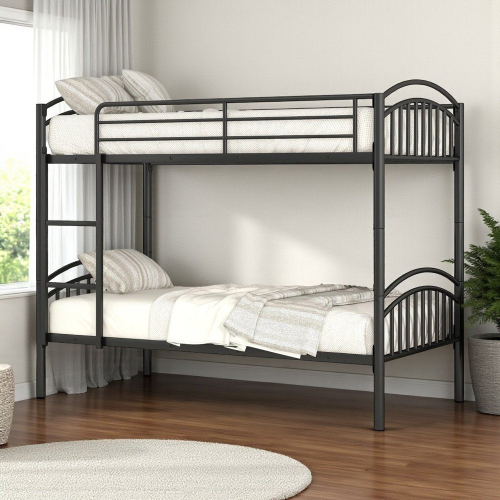Black Twin Over Twin Metal Bunk Bed