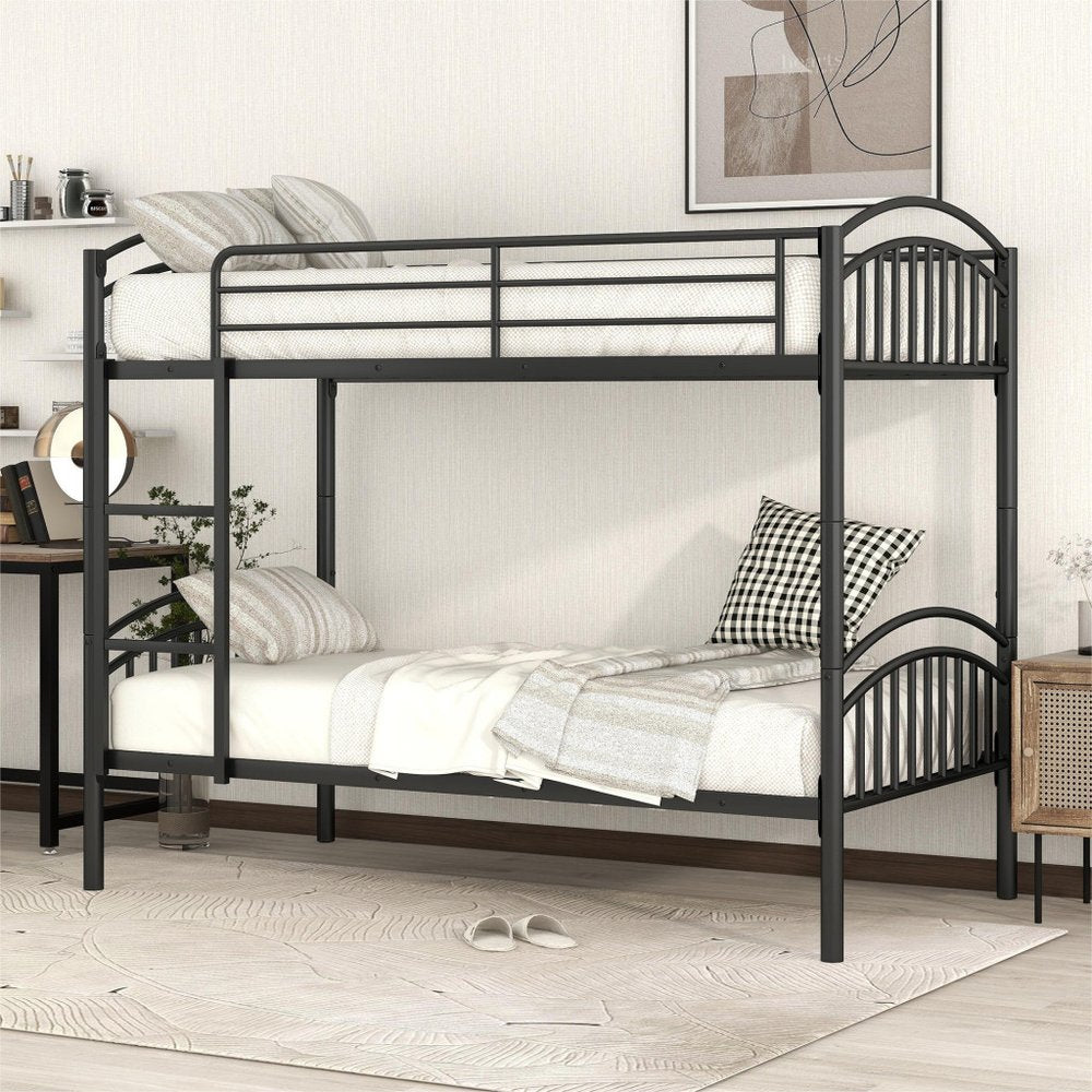 Black Twin Over Twin Metal Bunk Bed