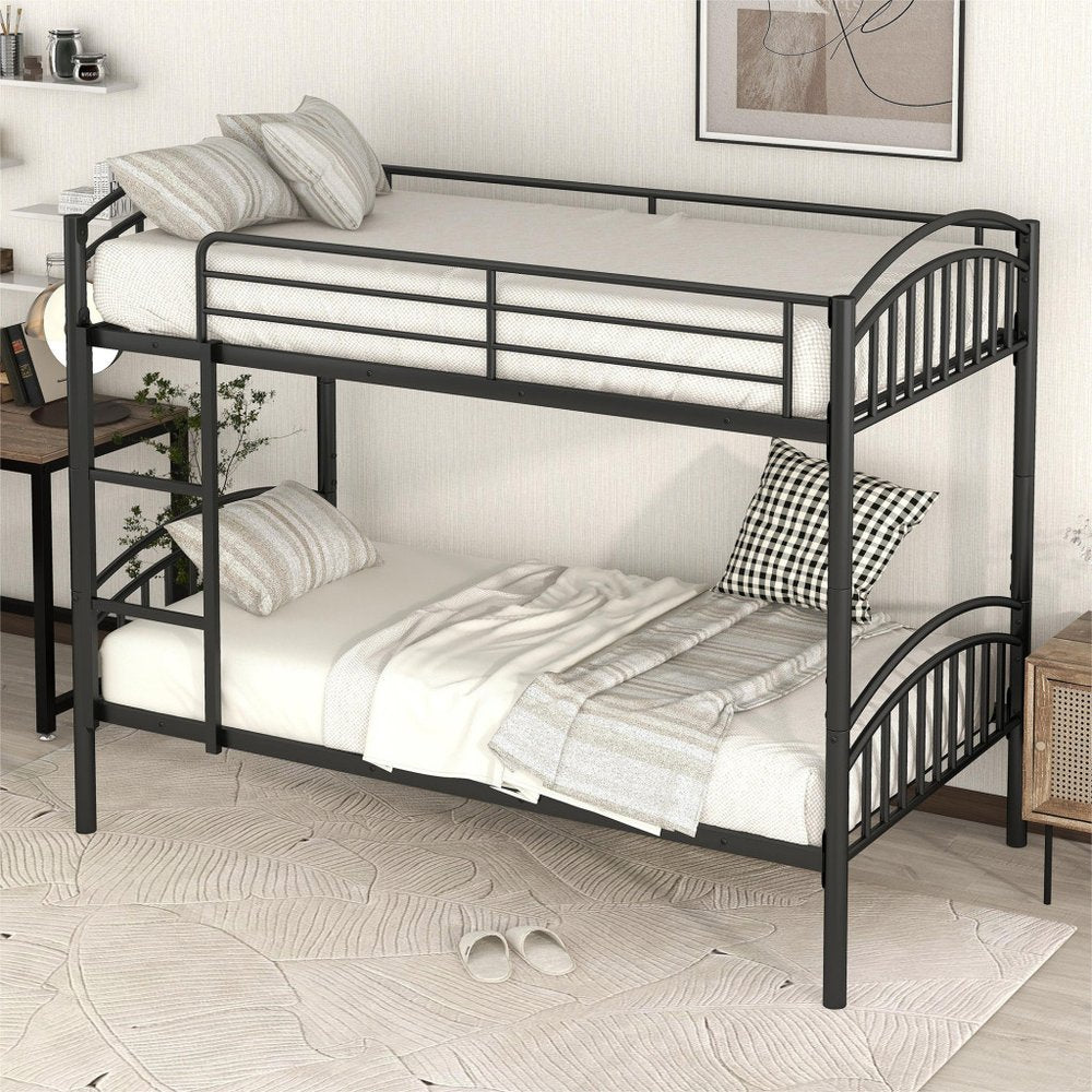 Black Twin Over Twin Metal Bunk Bed