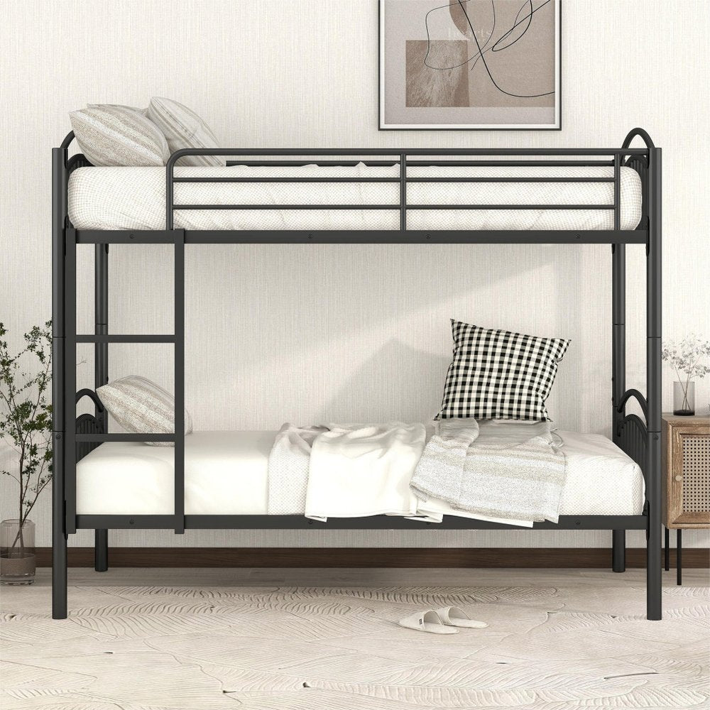 Black Twin Over Twin Metal Bunk Bed