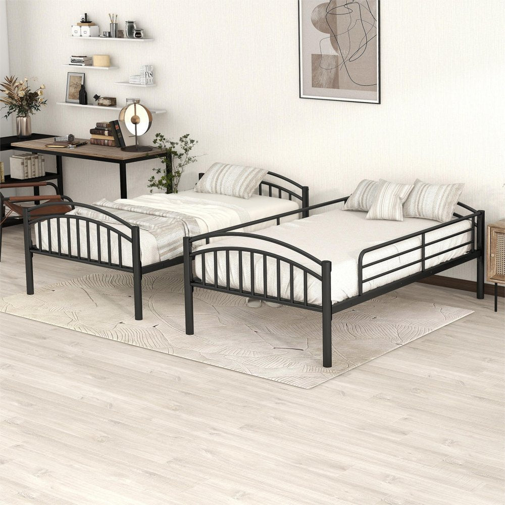 Black Twin Over Twin Metal Bunk Bed