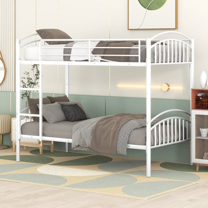White Twin Over Twin Metal Bunk Bed