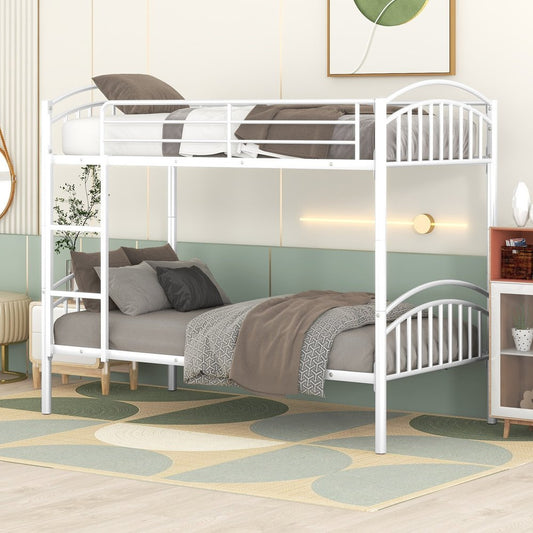 White Twin Over Twin Metal Bunk Bed