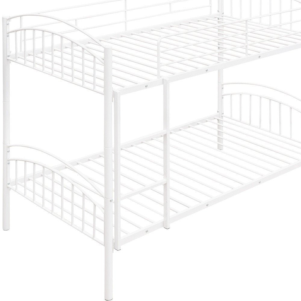 White Twin Over Twin Metal Bunk Bed