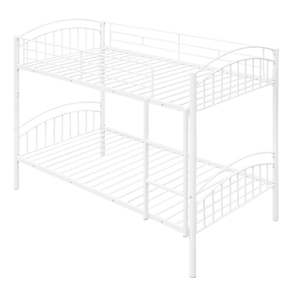 White Twin Over Twin Metal Bunk Bed