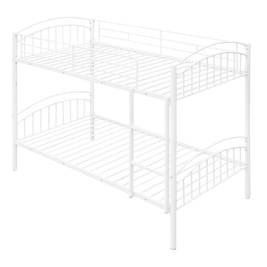White Twin Over Twin Metal Bunk Bed