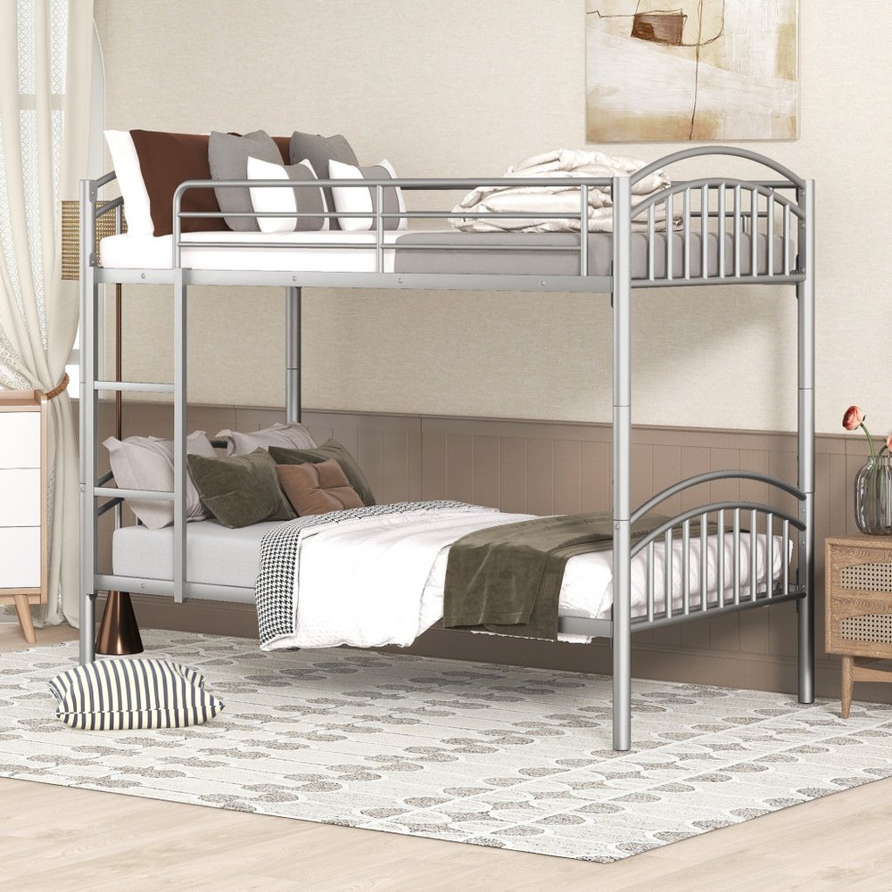 Silver Twin Over Twin Metal Bunk Bed